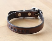 Hand Made Small Leather Dog Collar With Custom Stamping