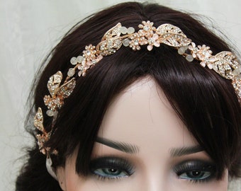 Rose gold leaf  Hair Vine, Wedding Hairpiece, Floral Tiara, Bridal Headpiece ,Floral Hair Vine, Bridal  Headband , Princess Crown, UK