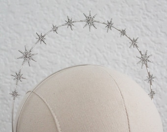 Silver Celestial Star Bridal Crown: Starburst Wedding  display picture 1