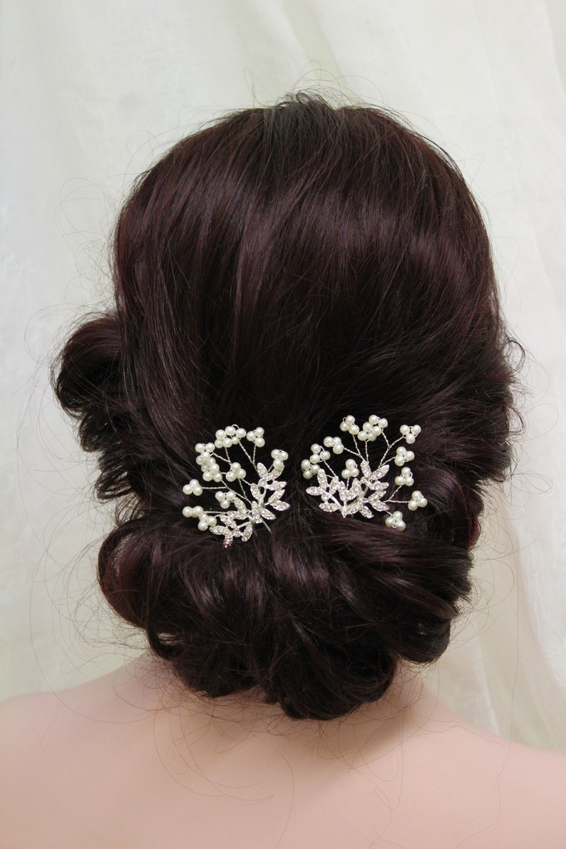 Rhinestone Comb Silver Wedding hair pins Bridal Hair pin Bridesmaid hair pin Wedding Hair Vine Pearl Headpiece Gift Pearl Hair pins