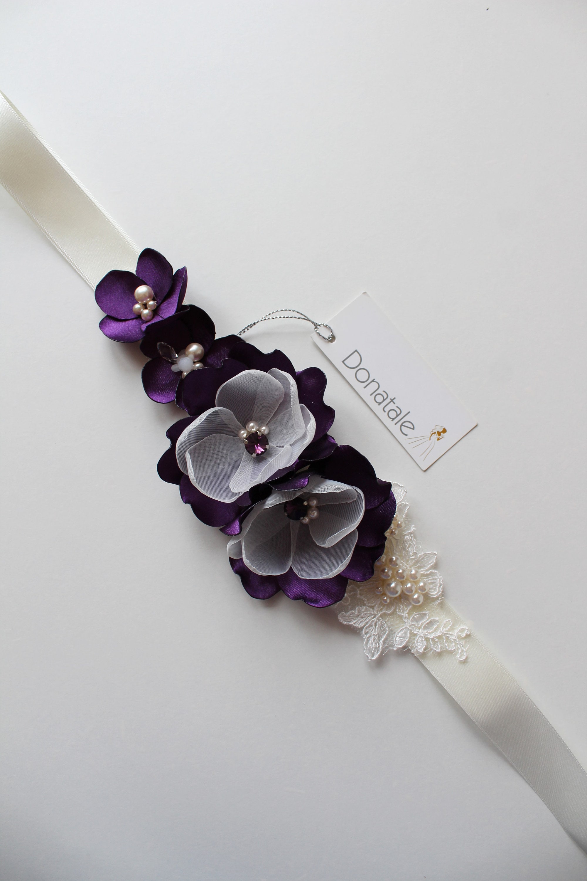 Aubergine Bridal belt Deep Purple Bridal sash Wedding dress | Etsy