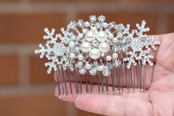 Snowflake Hair comb Wedding hair piece 