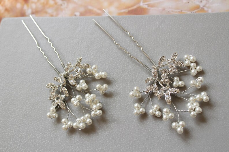 Rhinestone Comb Silver Wedding hair pins Bridal Hair pin Bridesmaid hair pin Wedding Hair Vine Pearl Headpiece Gift Pearl Hair pins