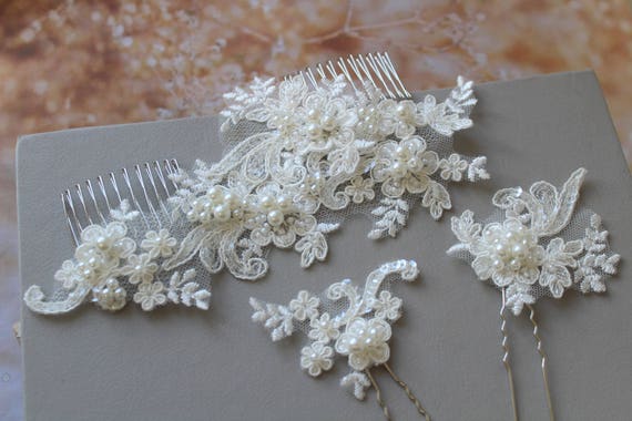 Wedding Hair Comb Bridal Hair Comb Lace Hair Comb Pearl Etsy