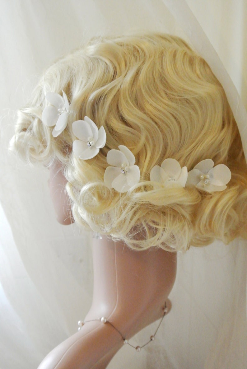 Wedding hair flowers, Wedding Hair Piece, Ivory Champagne Headpiece Hair Flowers Bridal Wedding Headpiece Bridesmaid Hair Accessories ADELE image 7