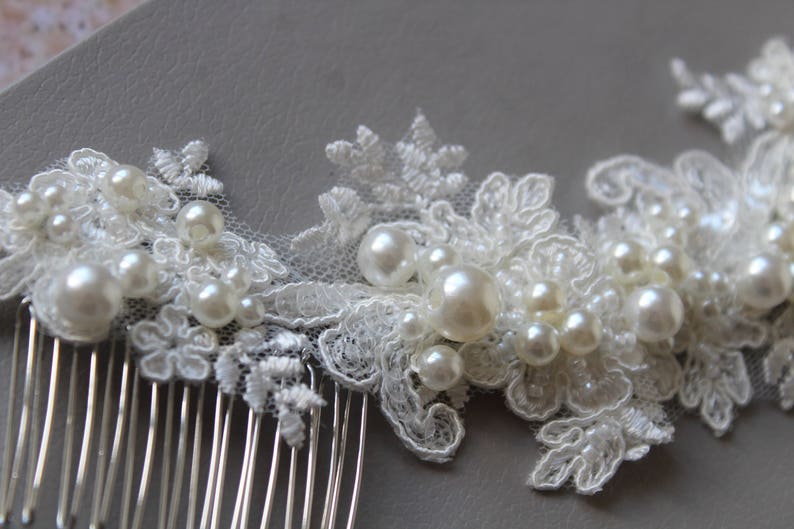 SALE Lace Wedding Hair Comb Bridal Hair Comb Pearl Back Etsy