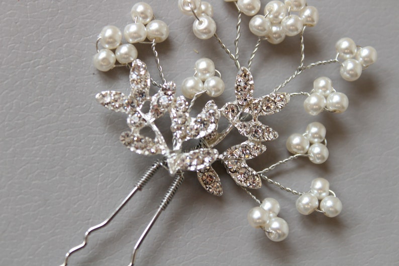 Rhinestone Comb Silver Wedding hair pins Bridal Hair pin Bridesmaid hair pin Wedding Hair Vine Pearl Headpiece Gift Pearl Hair pins