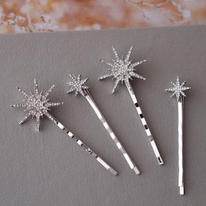 Silver Celestial Hair pins, Star Hair pins, Star Hair piece wedding  headpiece,  Hair Accessory, Gift for her, Christmas gift