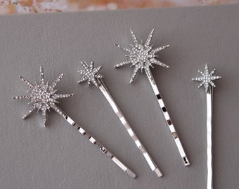 Silver Celestial Hair pins, Star Hair pins, Star Hair piece wedding  headpiece,  Hair Accessory, Gift for her, Christmas gift