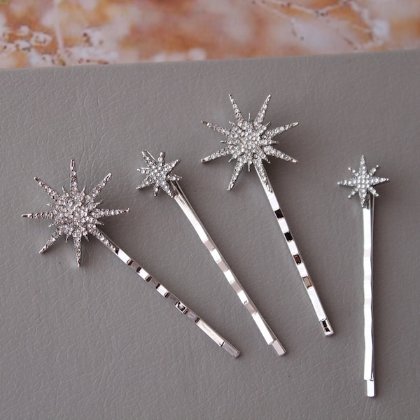 Silver Celestial Hair pins, Star Hair pins, Star Hair piece wedding  headpiece,  Hair Accessory, Gift for her, Christmas gift