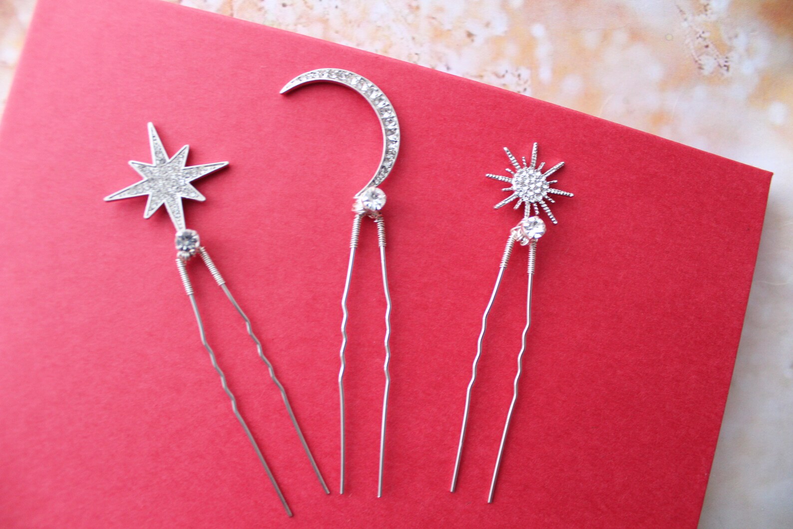 Celestial Hair Pins Star and Moon Hair Pins Star Hair Piece Etsy UK