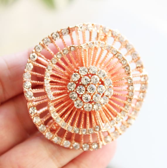 Art Deco Brooch Rose Gold Brooch Crystal Brooch Rhinestone Bridal Brooch  Wedding Dress Sash Brooch Wedding Jewelry Rose Gold Cake Decor - Etsy