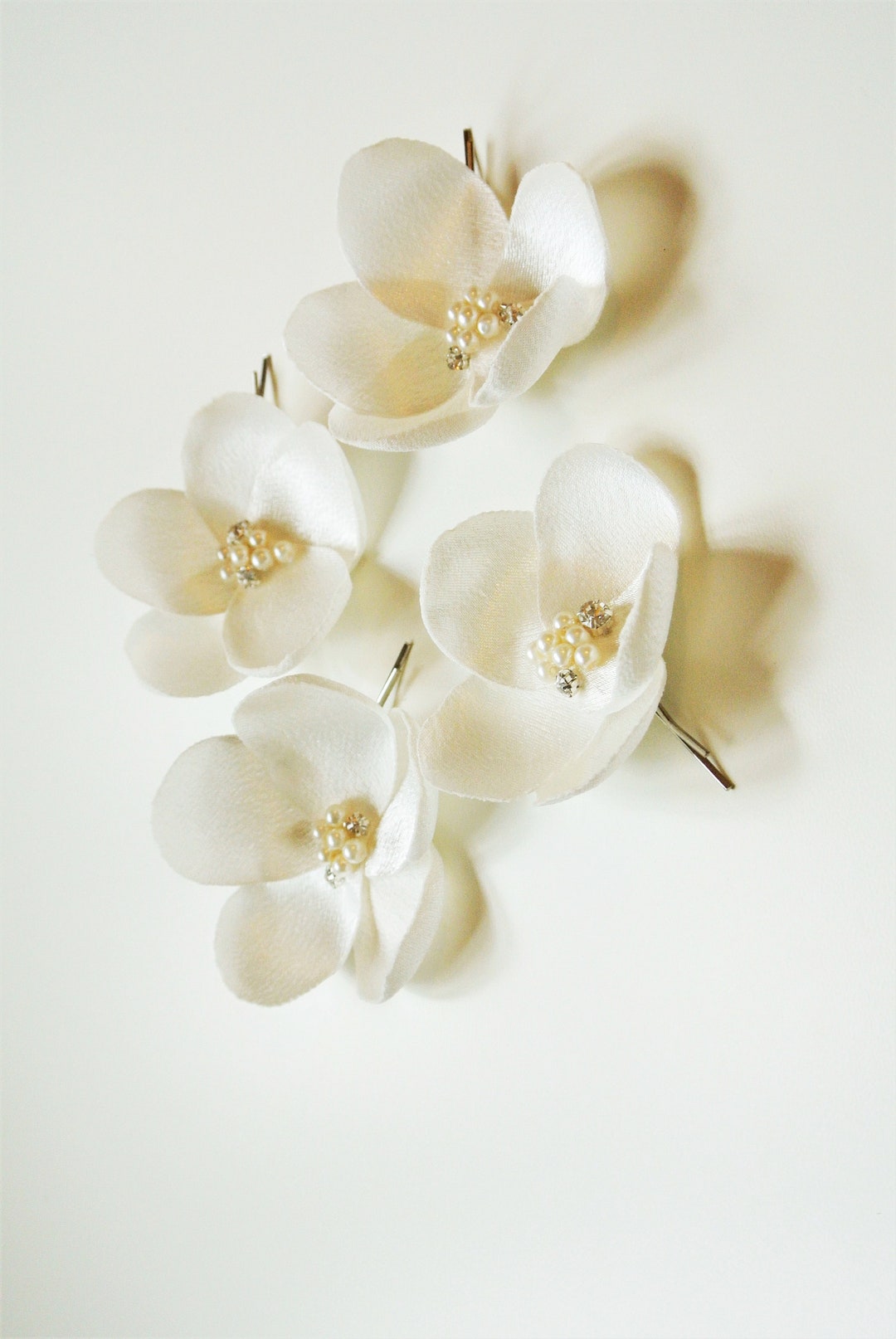 Ivory Flower Hair Pins Floral Bridal Hair Pins Wedding Headpiece Bridal ...