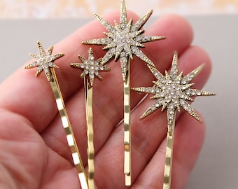 Celestial Hair pins, Star Hair pins, Star Hair piece, Gold  headpiece,  Hair Accessory, Gift for her, Christmas gift