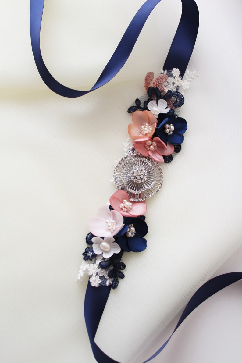 Navy Blue Bridal Sash Bridal belt Wedding dress belt sash Etsy