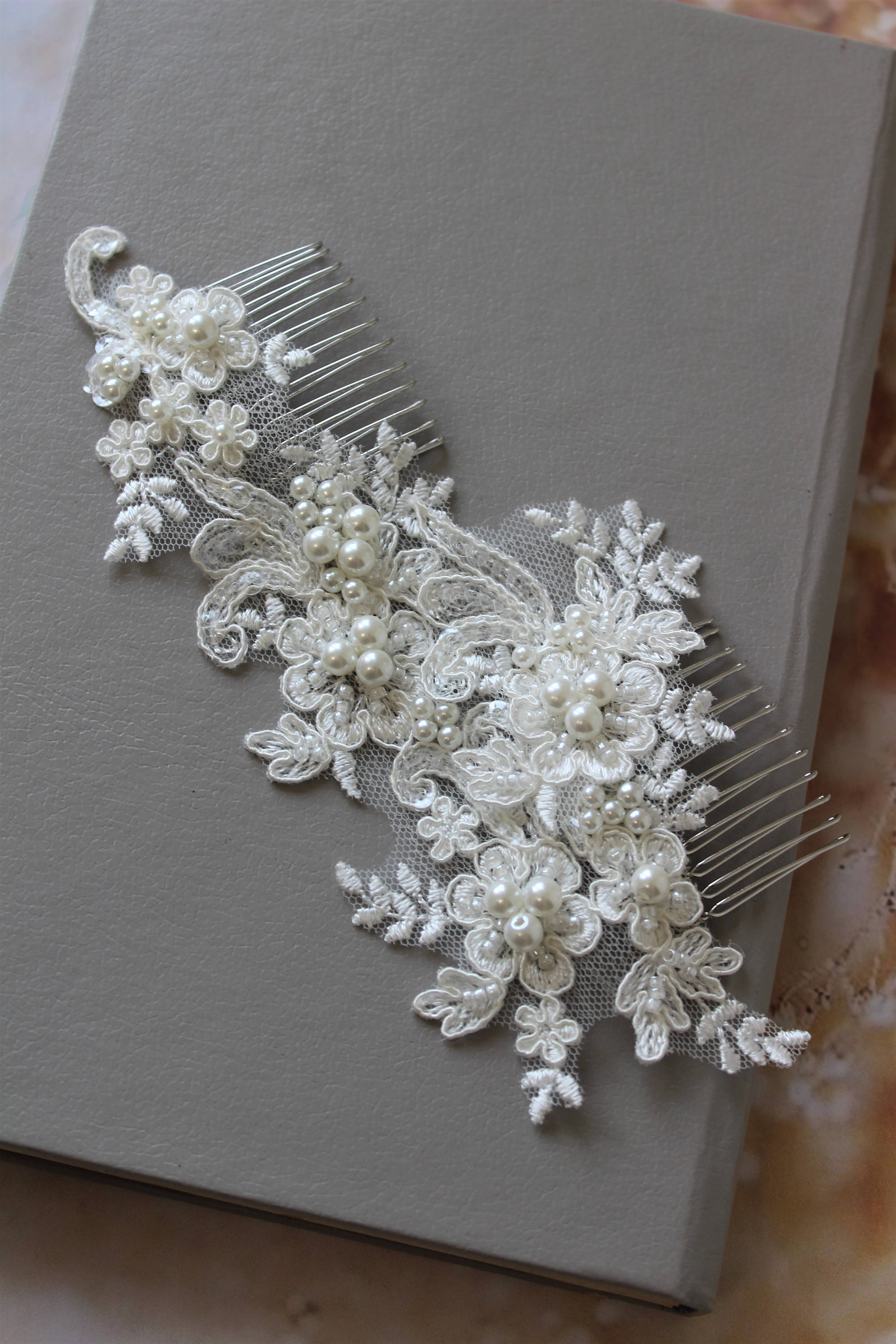 Bride Comb Pin Lace Pearl Wedding Hair Comb or Hair Pins: Bridal Headpiece, Wedding ...