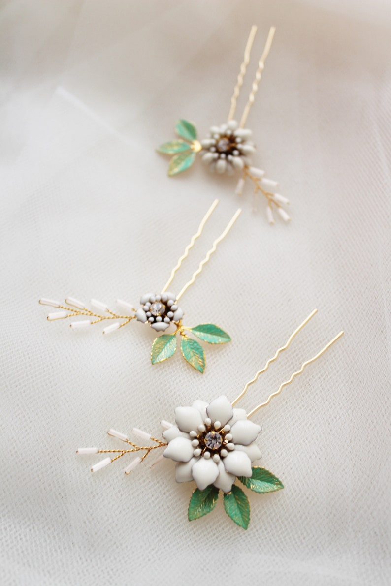 Gold Flower Hair Pins Wedding Hair Pins Wedding Hair Piece Etsy UK