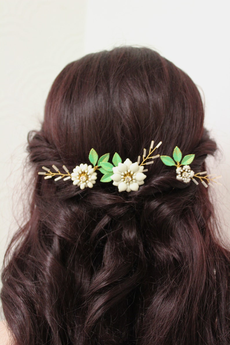Gold Flower Hair Pins Wedding Hair Pins Wedding Hair Piece Etsy UK