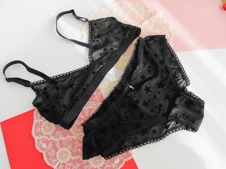 Soft Bra wife gift. Wireless gift for her See through lingerie Sheer Bra Black Bralette comfortable bra