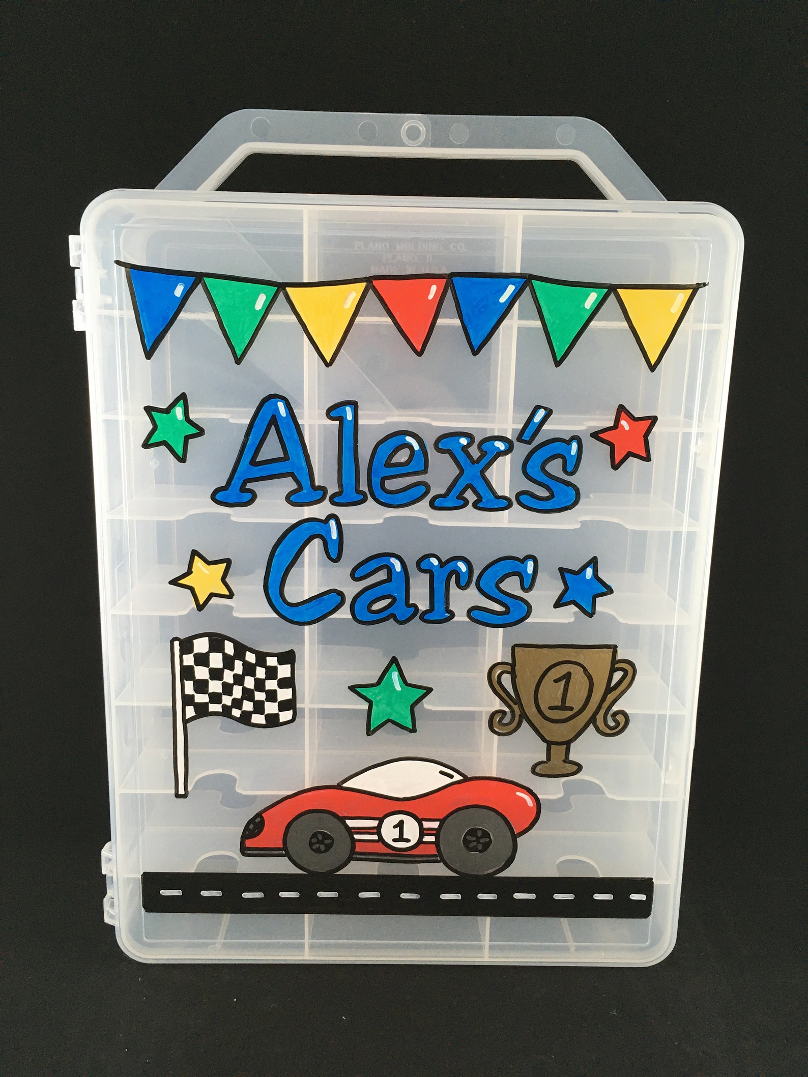 Double sided matchbox car case personalized toy car storage Etsy