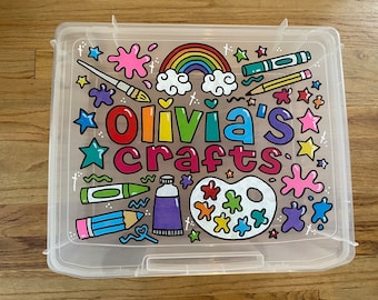 LARGE hand-painted, custom personalized storage case, personalized organizer case, personalized custom storage box