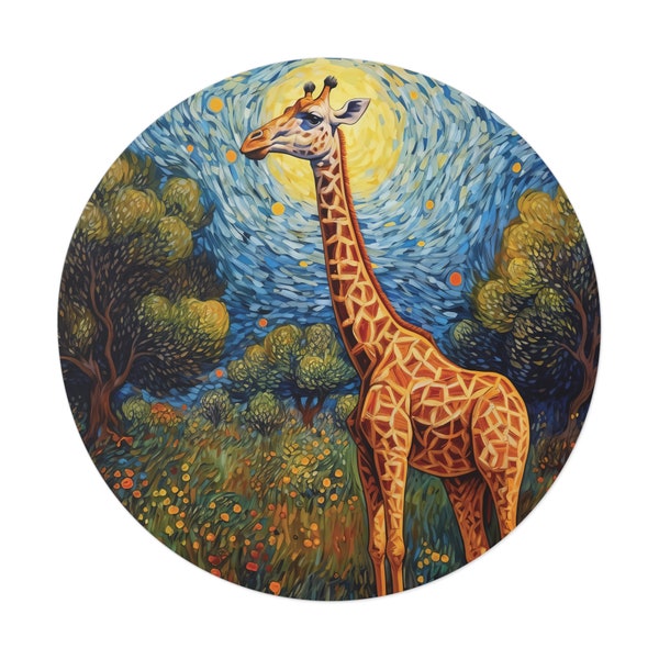 Impressionist Giraffe Round Vinyl Sticker