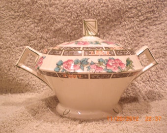 Vintage Myott Fine Staffordshire Ware Dynasty Pattern Sugar Bowl