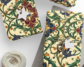 Wrapping Papers, Art Nouveau Christmas Gift Wrap, Gilded Nature Holiday Wrapping, Elegant Decorative Paper