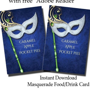 Editable Lace Masquerade Party Food Card | Food Label | Food Tag | Party Printable | Party Food Label | Instant Download | Masquerade
