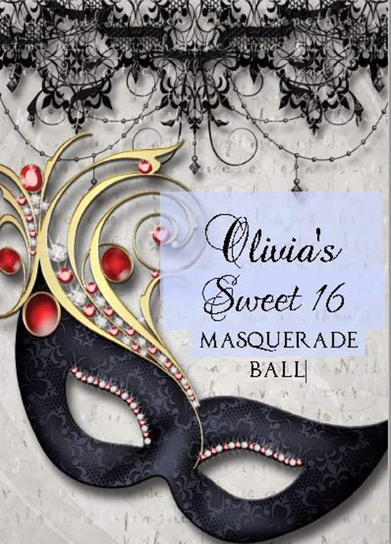 Sweet Sixteen Masquerade Party Invitation, Sweet 16 Invitation