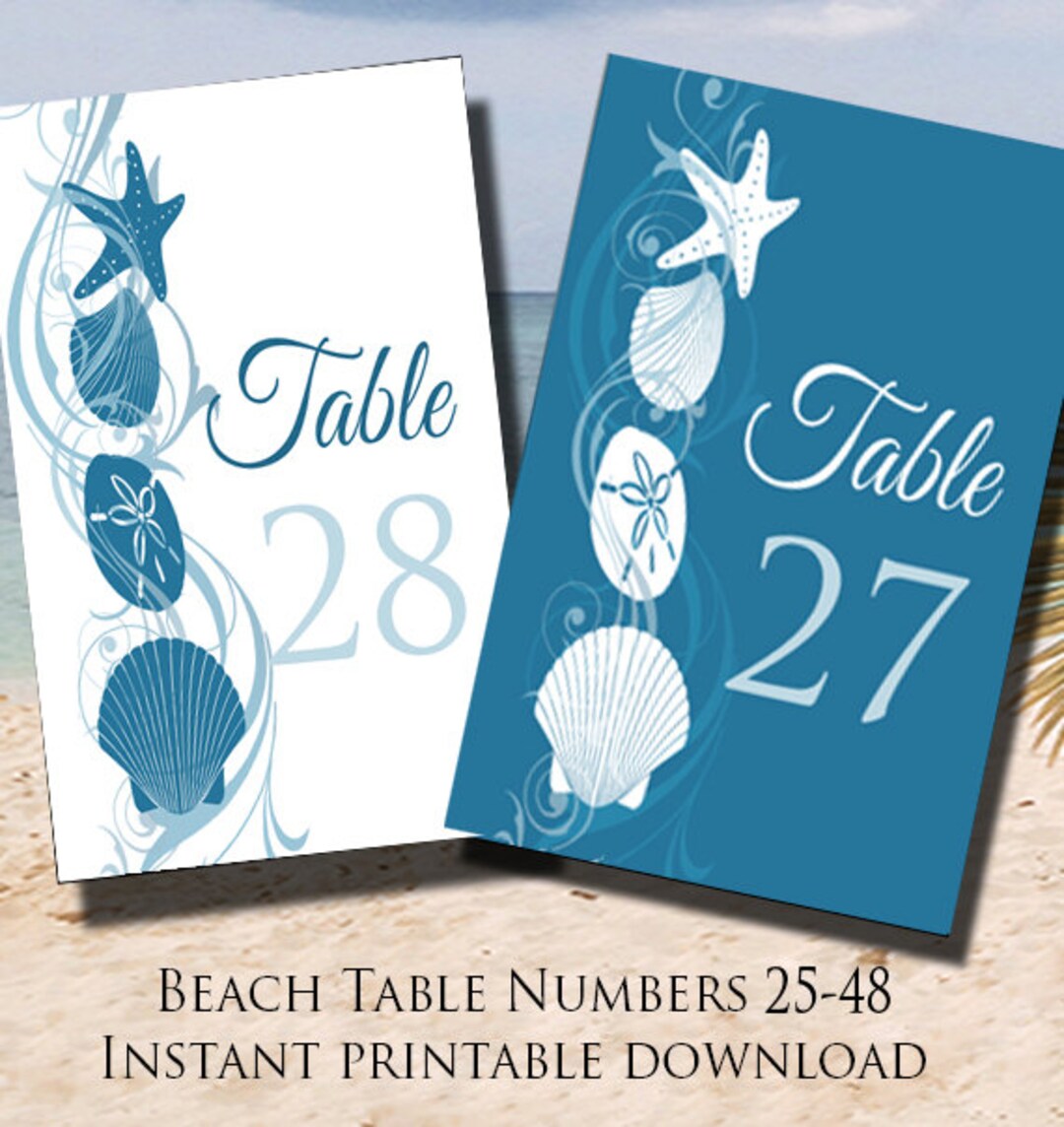 Instant Download Beach Table Numbers 2448 Wedding Table Numbers Beach