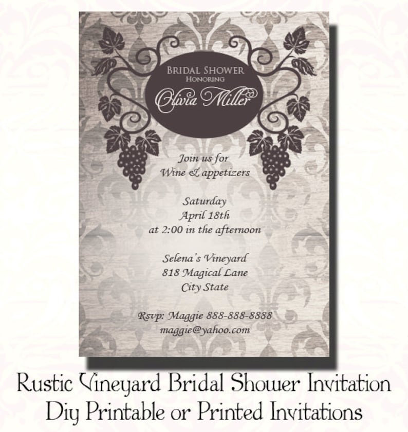 Rustic Vineyard Bridal Shower Invitation Bridal Shower Etsy