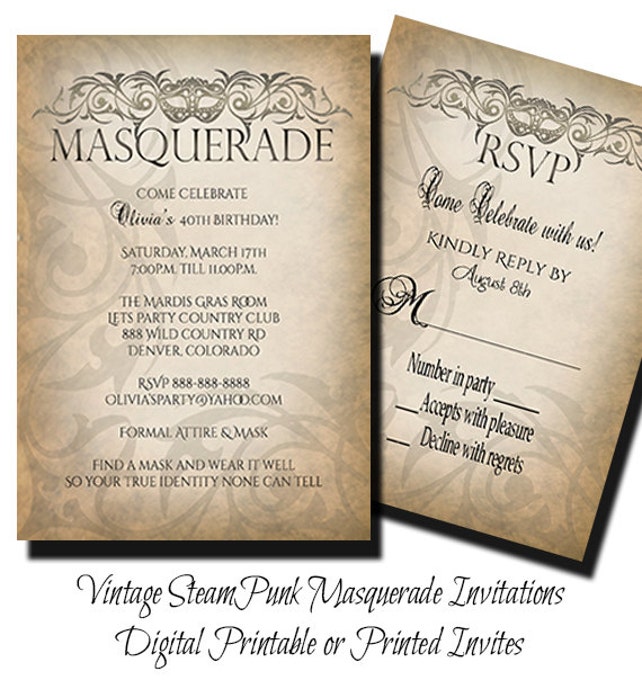 Masquerade Vintage Steampunk Invitation