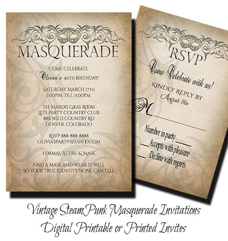 Masquerade Traditional Steam punk Invitation Masquerade Get together Masquerade Invitation Revealed Invitations or Electronic Printable with No cost Send graphic regarding Free Printable Masquerade Invitations called Masquerade Traditional Steam punk Invitation Masquerade Occasion Masquerade Invitation Published Invitations or Electronic Printable with Absolutely free Deliver