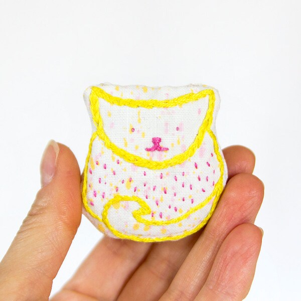 Magic Brooch Yellow Cat | Soft Brooch | Lavander Brooch | Handmade Brooch | Embroidery Brooch