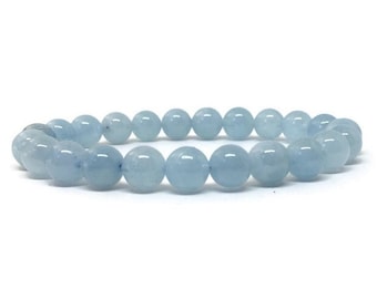Aquamarine Bracelet, Mala Bracelet, Beaded Bracelet, Gemstone Bracelet, Crystal Natural Aquamarine, Unisex Bracelet, Semi-precious jewel