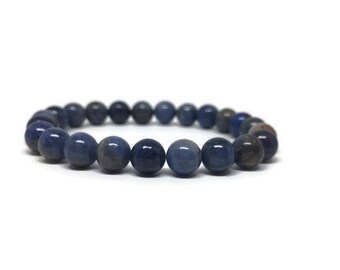 Dumortierite Bracelet, Mala Bracelet, Natural Dumortierite, Beaded Bracelet, Gemstone Bracelet, Natural Stone, Stackable bracelet