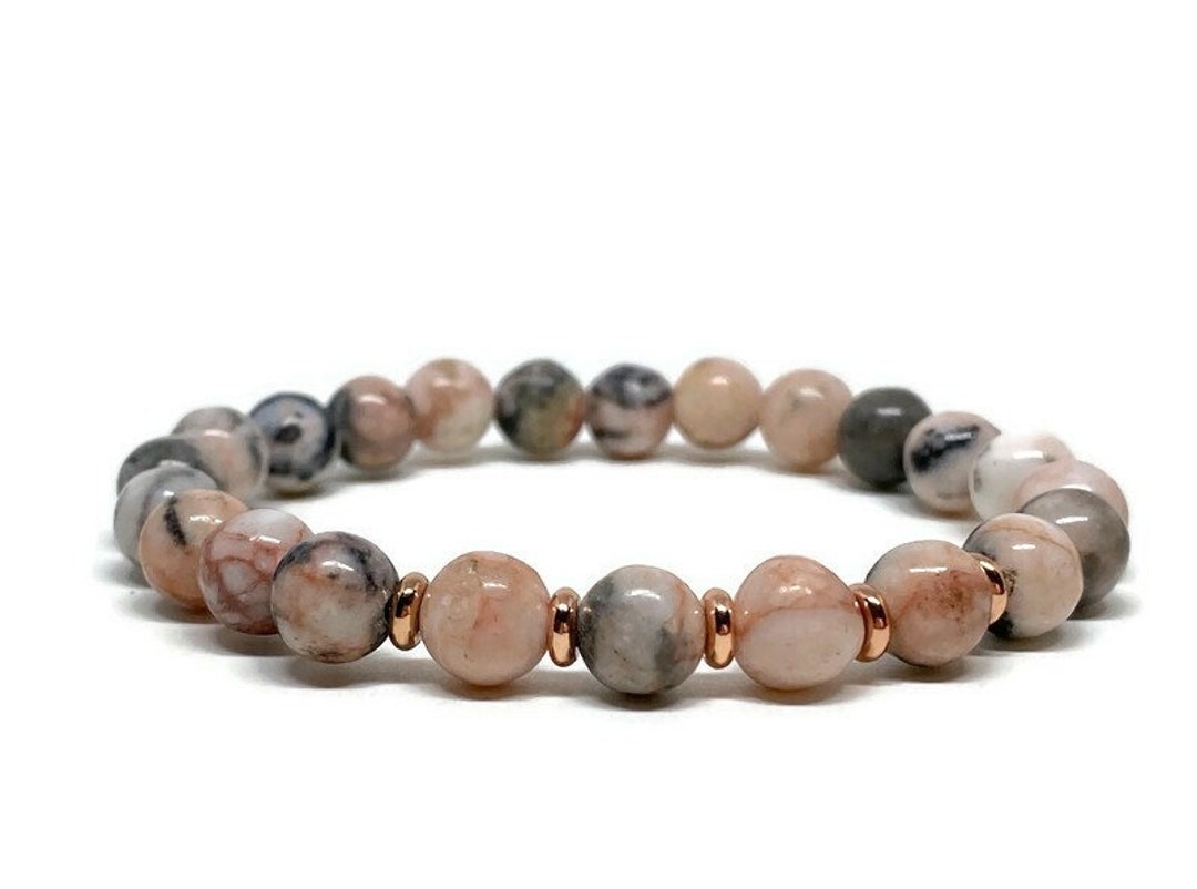 Pink Zebra Jasper Bracelet, Mala Bracelet, Beaded Bracelet, Gemstone Bracelet, Women Bracelet