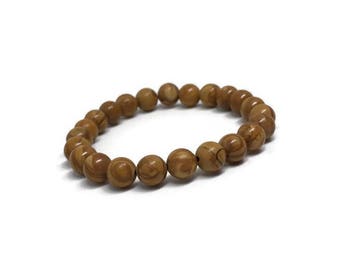 Wood Grain Jasper Mala Bracelet, Beaded Bracelet, Gemstone Bracelet, Men Bracelet, Women Bracelet, Jasper Jewelry, Yoga Gift, Brown Bracelet