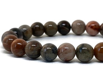 Petrified Wood Fossil Bracelet, Mala Bracelet, Beaded Bracelet, Men Bracelet, Women Bracelet, Wood Petrified Fossil Jewelry, Yogi Bracelet