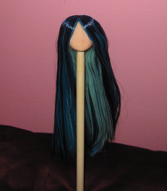 Hand Rooted Parabox Petite P Chan 1 6 Scale Doll Head Blue Etsy