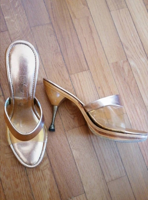 1950s gold lame polly shoes