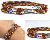 Choose From 38 Camo Nautical Boricua Puerto Rico Puertorican Flag Silver Bead Flag Bead Adjustable Paracord Men Women Fish Hook Bracelets