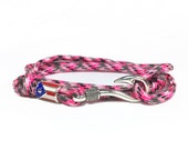 Nautical Pink Camo Camouflage Boricua Puerto Rico Puertorican Flag Bead Adjustable Double Wrap Paracord Men Women Unisex Fish Hook Bracelets