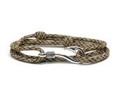 Sand Camo Adjustable Double Wrap Paracord Men Women Unisex Nautical Fish Hook Bracelet - Anklets - Best Paracord Bracelet
