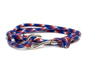 Red White Blue Camo Adjustable Double Wrap Paracord Men Women Unisex Nautical Round Fish Hook Bracelet - Anklets - Best Paracord Bracelet