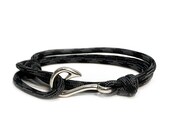 Darkness Adjustable Double Wrap Paracord Men Women Unisex Nautical Round Fish Hook Bracelet - Anklets - Best Paracord Bracelet