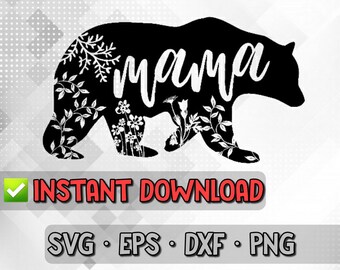 Download Mama Bear Floral Svg Etsy