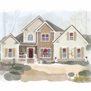 Custom Home Portraits: Traditional, Farmhouse, Southern, Maryland, Havre de Grace Unique Gift Digital File