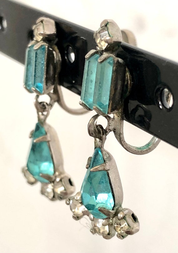 Petite blue screw back earrings - image 2